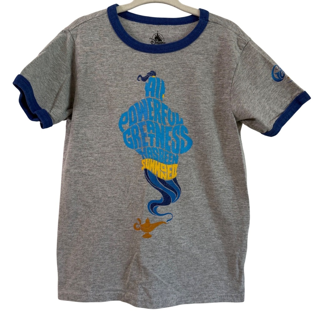 Disney Boys Princess Aladdin Genie All Powerful Greatness Gray Ringer T Shirt 4T